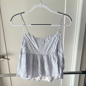 Abercrombie & Fitch Blue and White Peplum Camisole